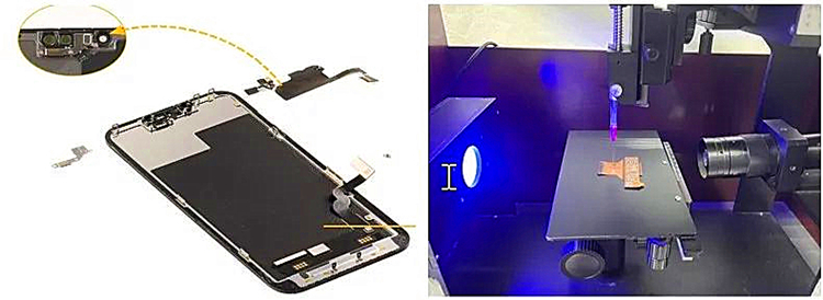 图4.手机零件及FPC水滴角测试
