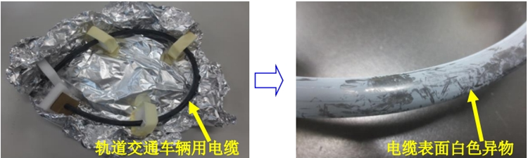轨道交通车辆用电缆及表面白色异物