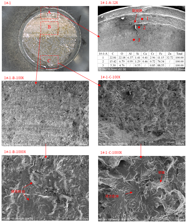 图2-螺栓断口宏观形貌图 图2-螺栓断口宏观形貌图